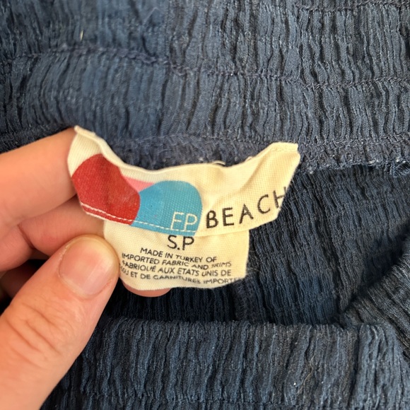 Free People Beach Navy Flowey Pants - Picture 3 of 6